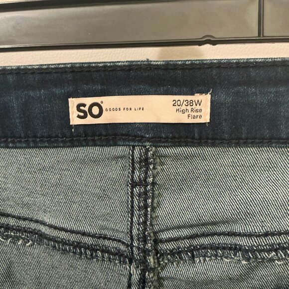 SO Good For Life Womens Plus Size 20 High Rise Flare Stretch Denim Blue Jeans - Picture 3 of 4